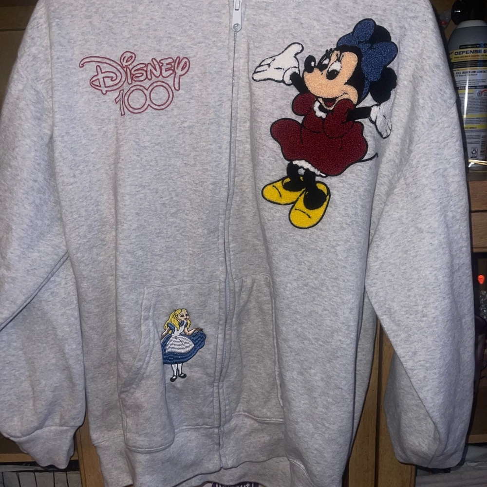 Disney Heather Gray Hoodie with Embroidered Details